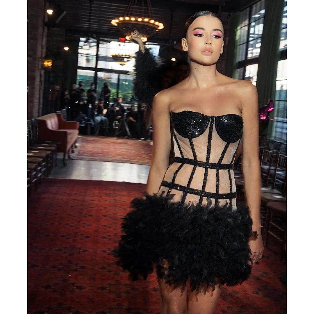 Licia feather mini dress - REBECATHELABEL