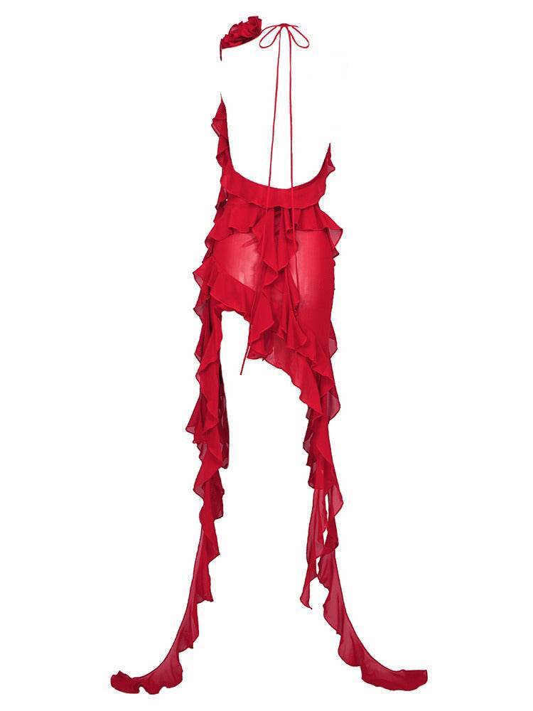 Light Transparent Irregular Ruffle Dress - REBECATHELABEL