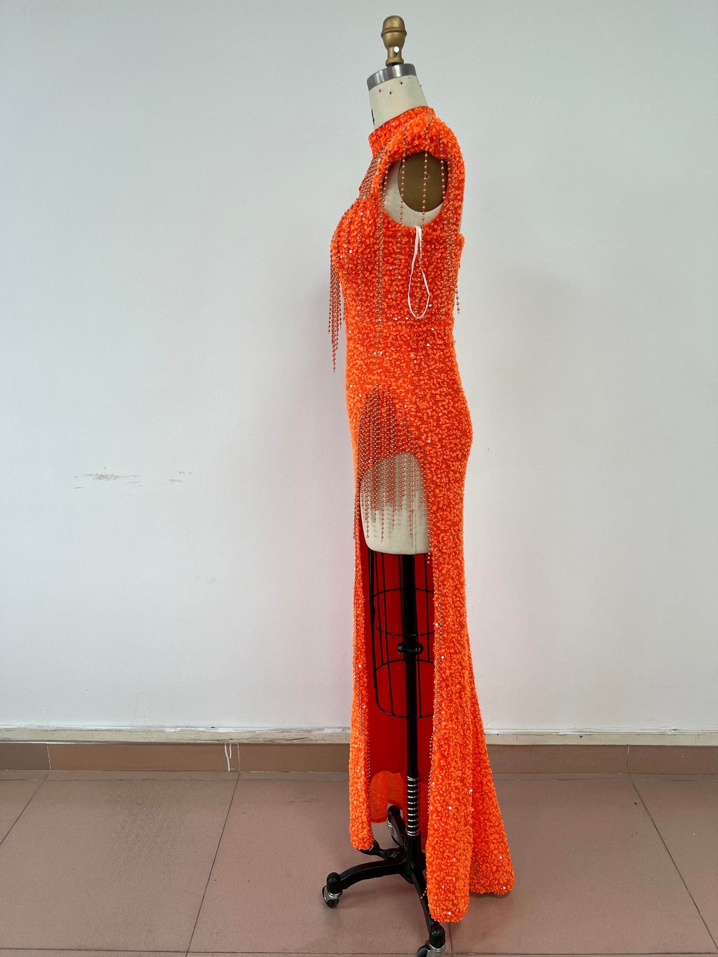 Long Orange Dress floor length dress - REBECATHELABEL