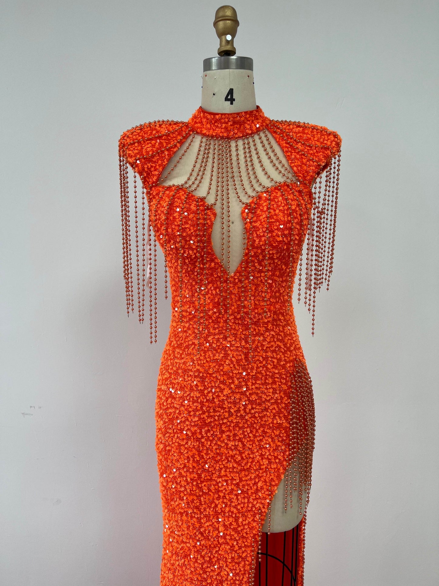 Long Orange Dress floor length dress - REBECATHELABEL