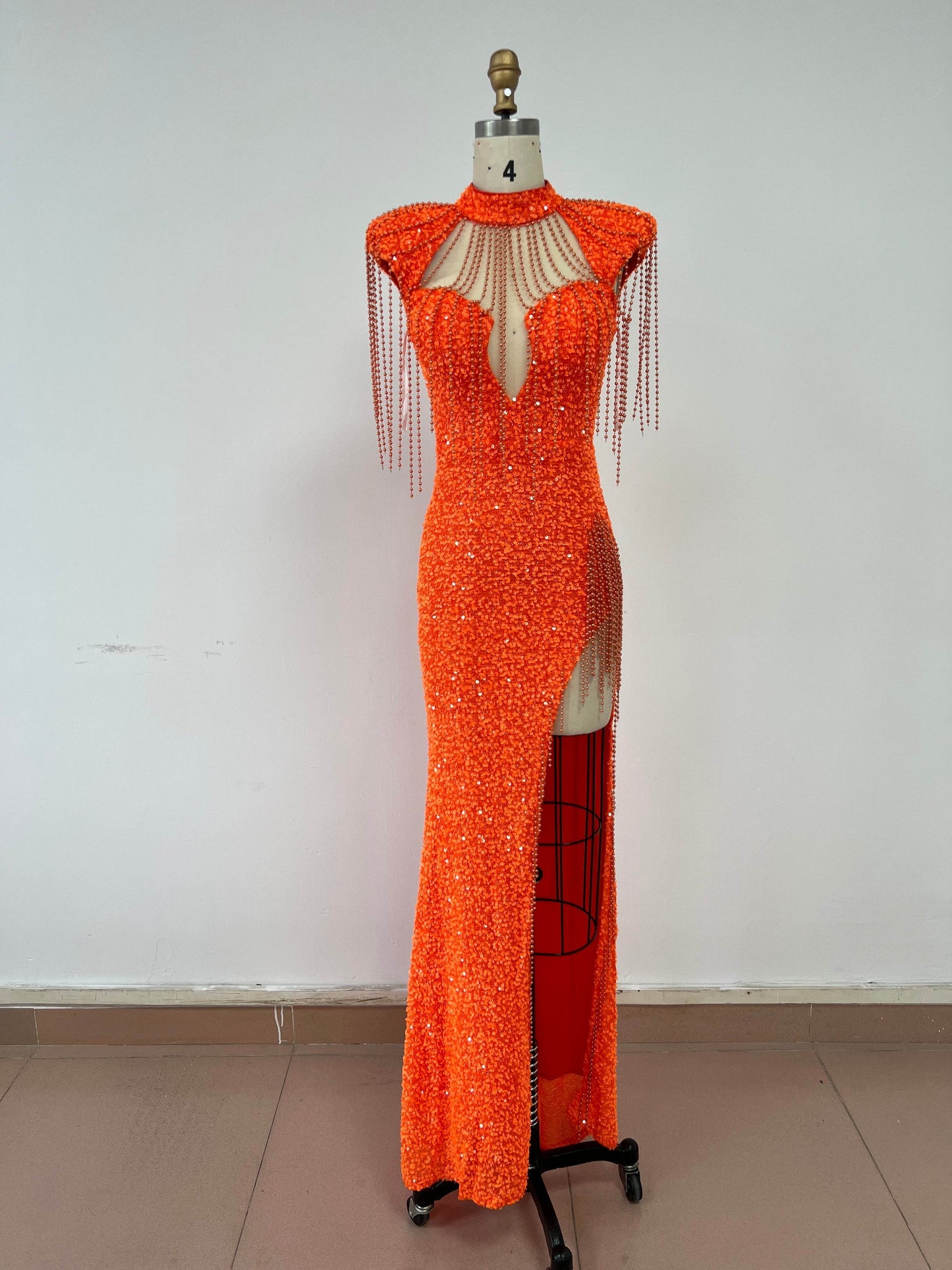 Long Orange Dress floor length dress - REBECATHELABEL