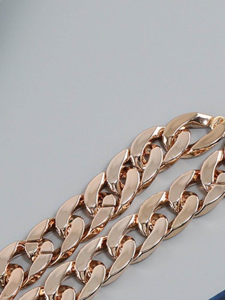 Long Sleeve Cutout Chain Patchwork Long Dress - REBECATHELABEL