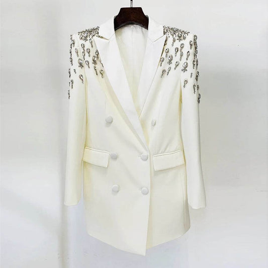 Long Sleeve Luxury Diamond Sexy V-Neck blazer - REBECATHELABEL