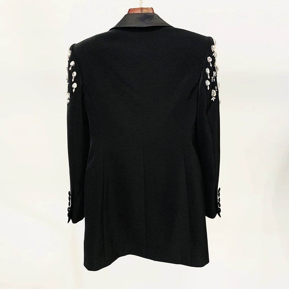 Long Sleeve Luxury Diamond Sexy V-Neck blazer - REBECATHELABEL