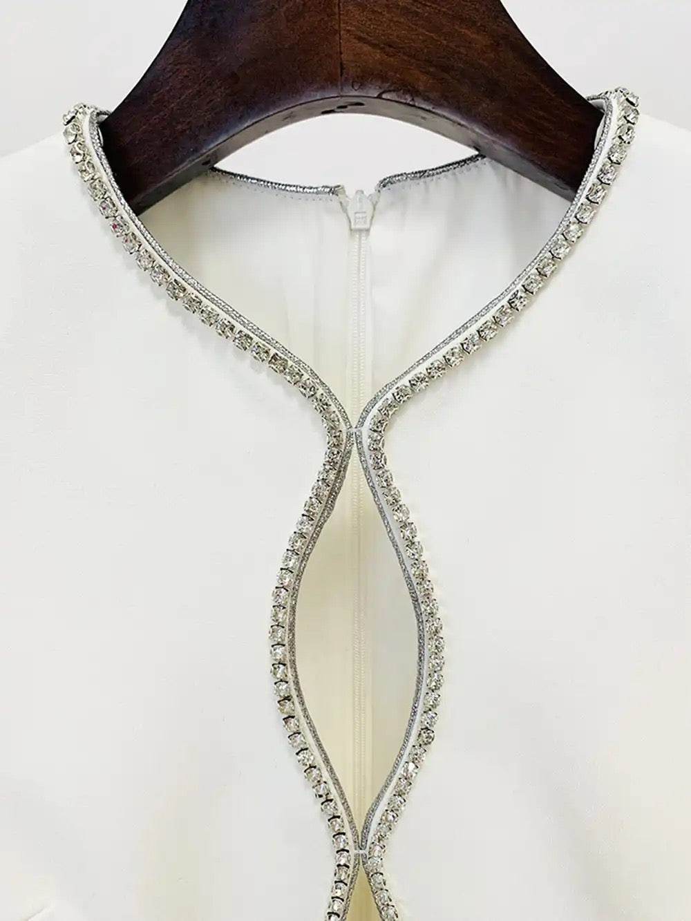 Long Sleeve V-Neck Diamond Tight Long Sleeve Jumpsuit - REBECATHELABEL