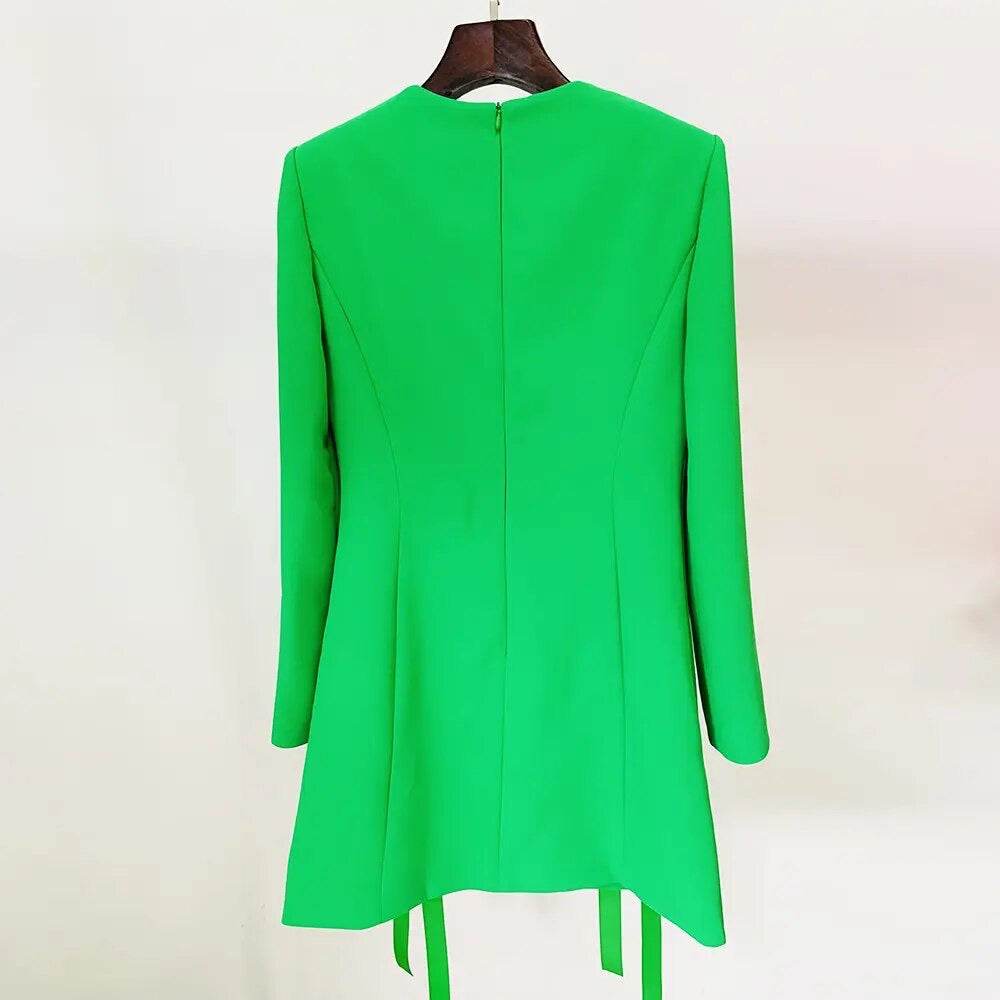 Long sleeved Cross Tied Slim Fit Mini Dress - REBECATHELABEL