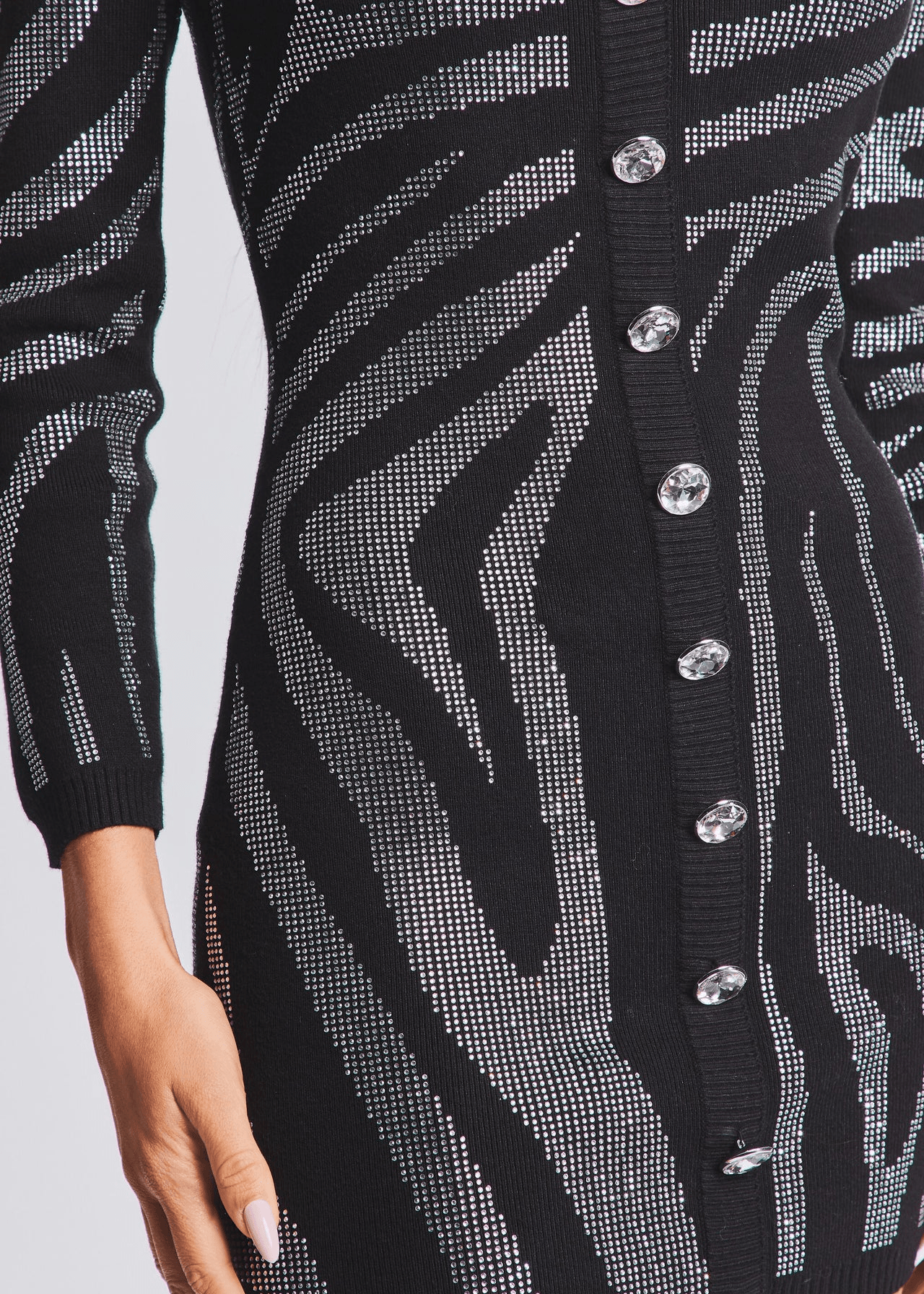 Long sleeved Square Neck Diamond Tight Mini Bandage Dress - REBECATHELABEL