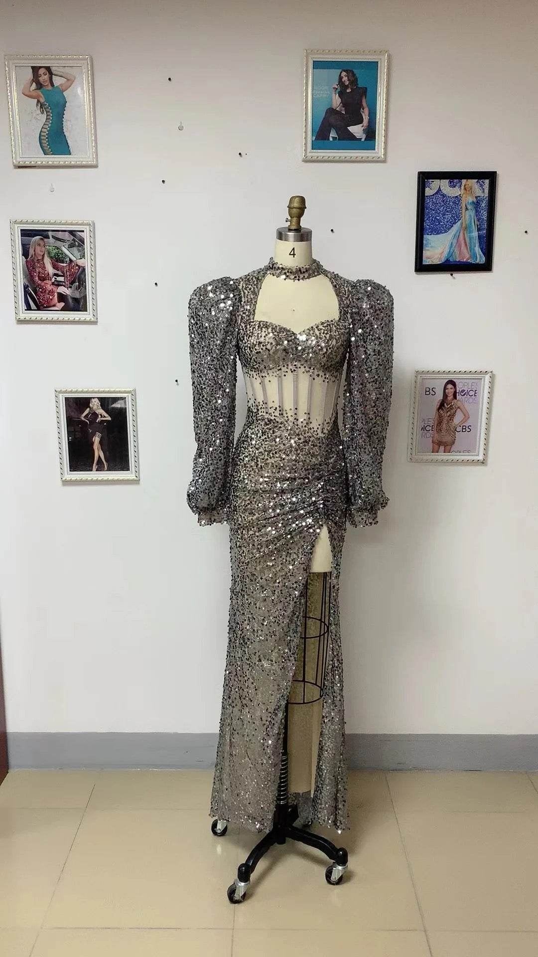 Lorah sequin floor length dress - REBECATHELABEL