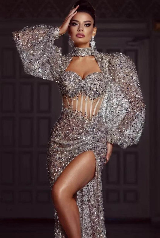 Lorah sequin floor length dress - REBECATHELABEL