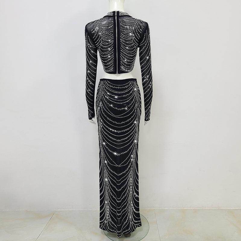 Lorine rhinestone skirt set - REBECATHELABEL