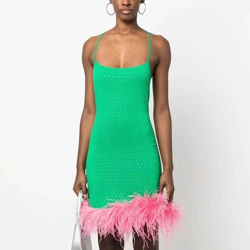 Lulu feather dress - REBECATHELABEL