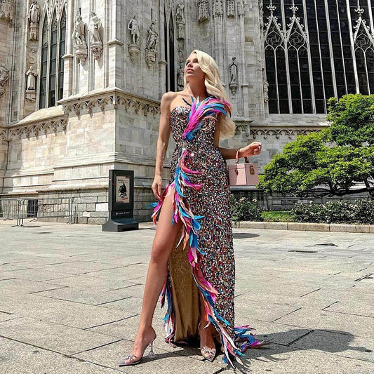 Majo feather dress - REBECATHELABEL