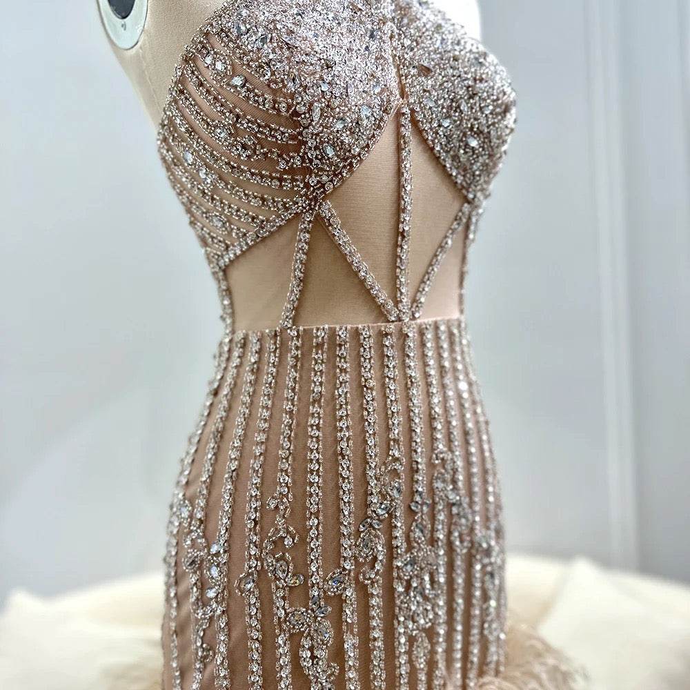 Mermaid Halter Off Shoulder Short Cocktail Dress - REBECATHELABEL