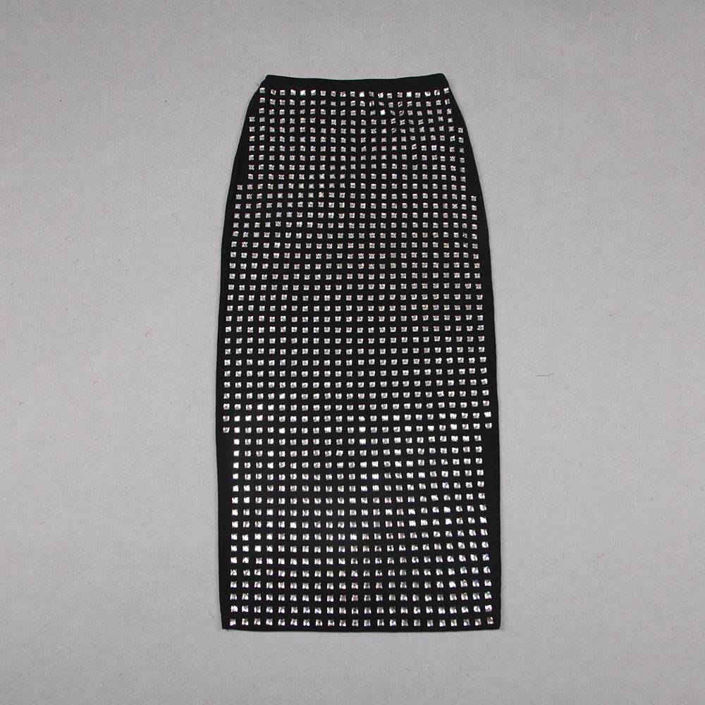 Mesh Black Sparkling Diamond skirt - REBECATHELABEL