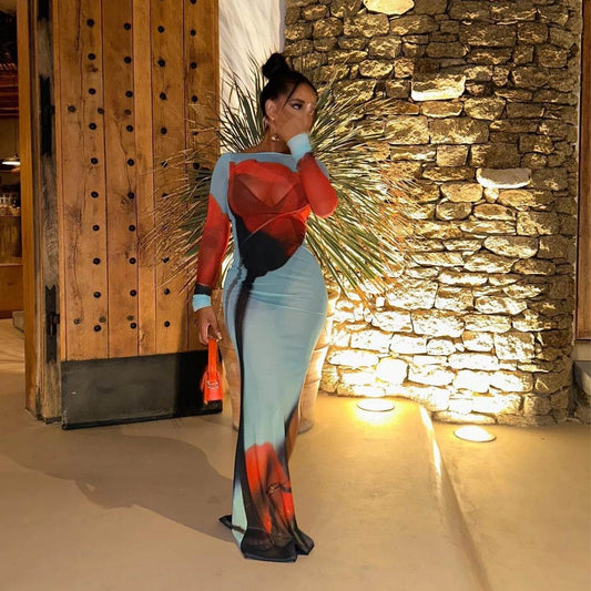 Mesh Perspective Split Dress - REBECATHELABEL