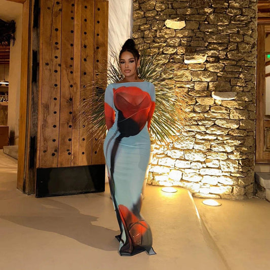 Mesh Perspective Split Dress - REBECATHELABEL