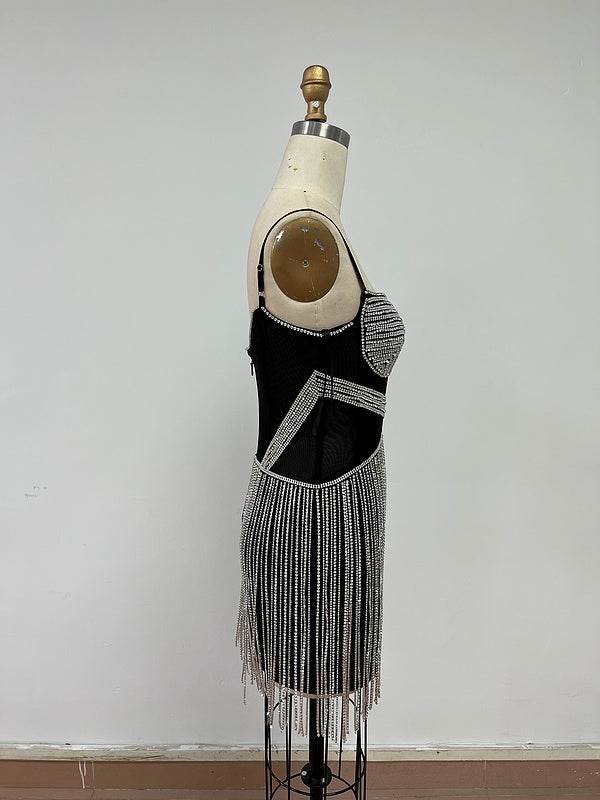 Milan tassels rhinestone dress - REBECATHELABEL