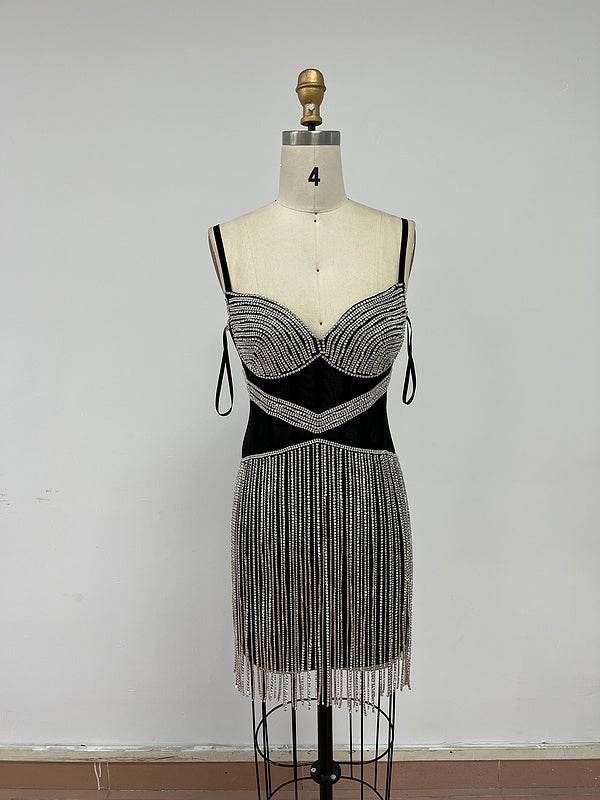 Milan tassels rhinestone dress - REBECATHELABEL