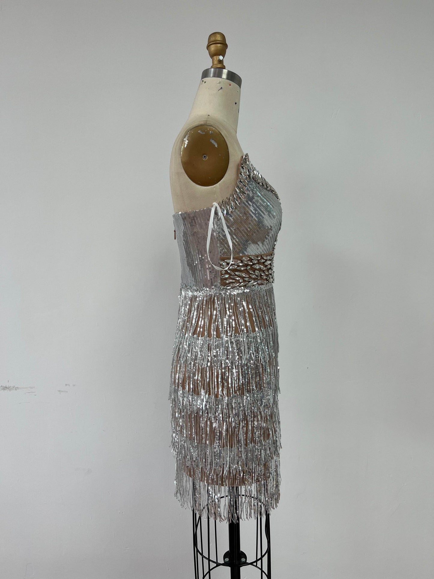 Mini Sleeveless Silver Dress - REBECATHELABEL