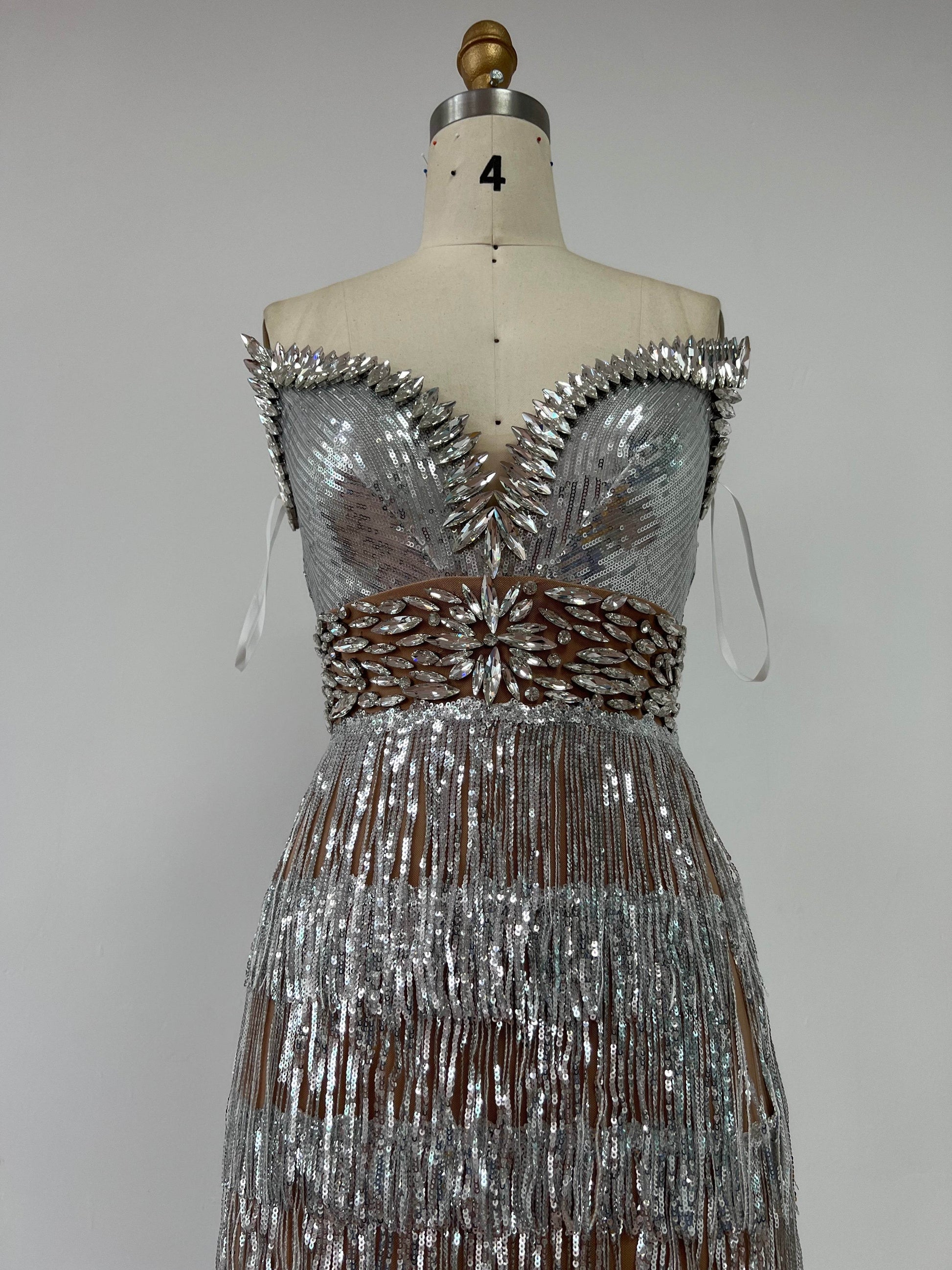 Mini Sleeveless Silver Dress - REBECATHELABEL