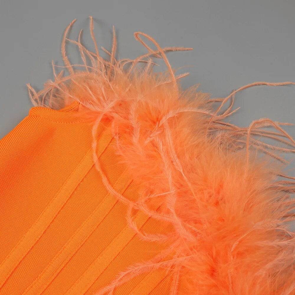 Naked Top and Purple Sequin Pants feather Set - REBECATHELABEL