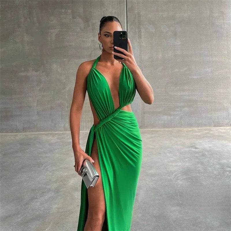 Nianda floor length high slit dress - REBECATHELABEL