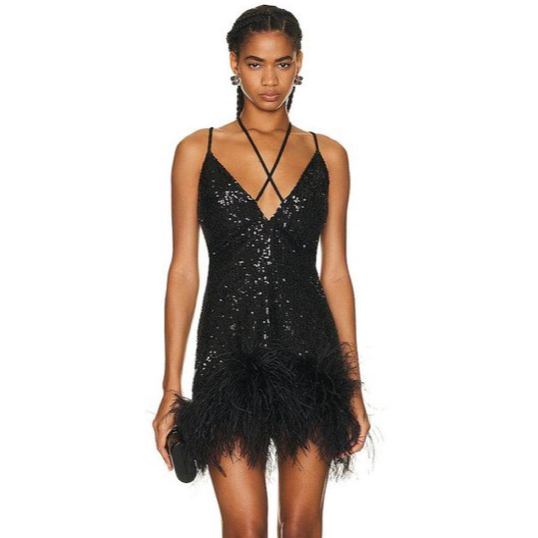 Nishel feather mini dress - REBECATHELABEL