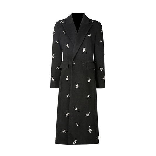 Office Rhinestone Stitching Design Blazer