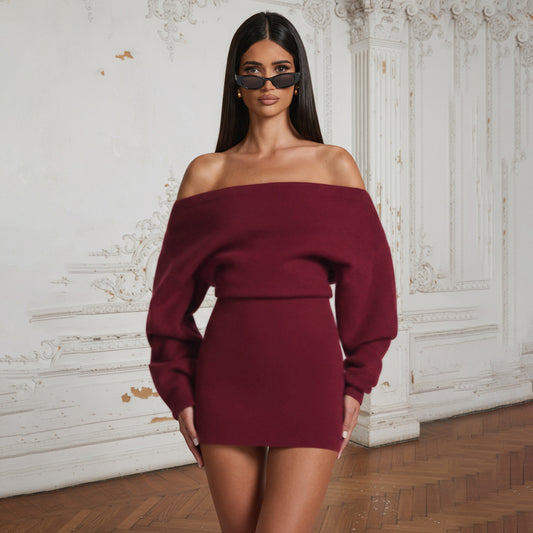 Solid Color Sexy off the Shoulder Strapless All Matching Sheath Slim Dress
