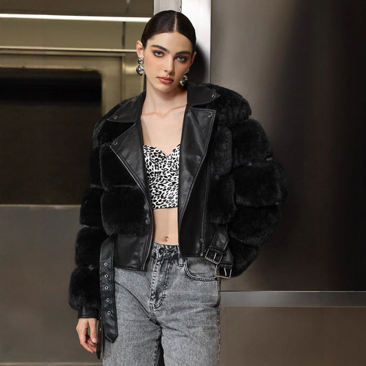 Animal Fur Coat Women Warm Keeping Cold-Proof Casual Outdoor Personality Winter Coat