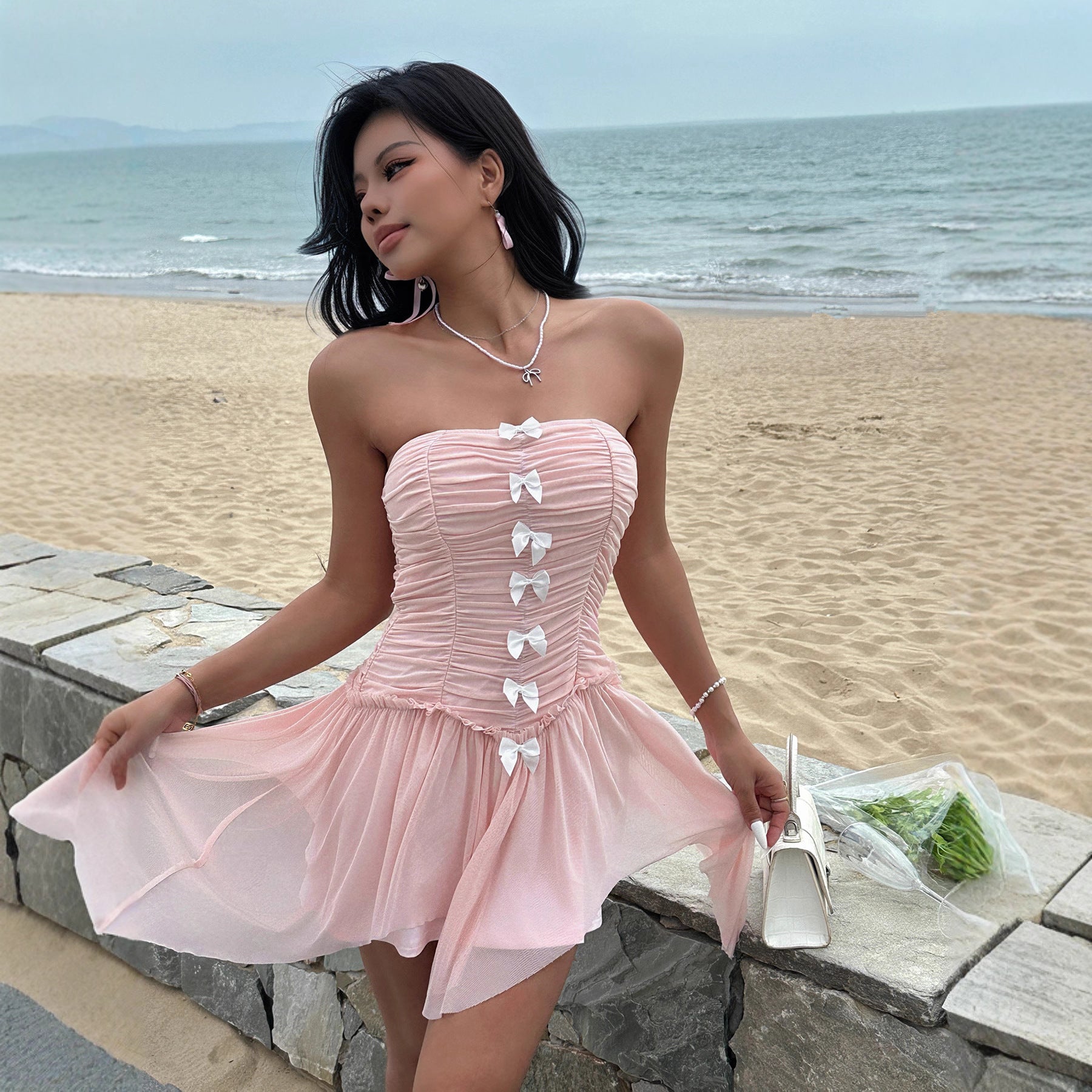 Strapless Dress Sexy off the Shoulder Irregular Asymmetric Mini Dress