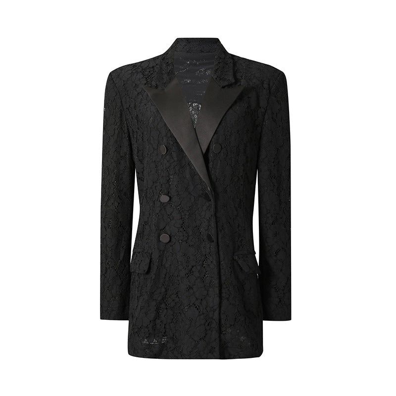 Jacquard Lace Slim Solid Color Design blazer