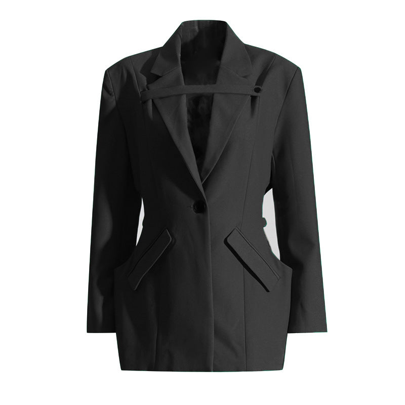 Niche Waist Hollow Out Cutout Elegant Small Blazer