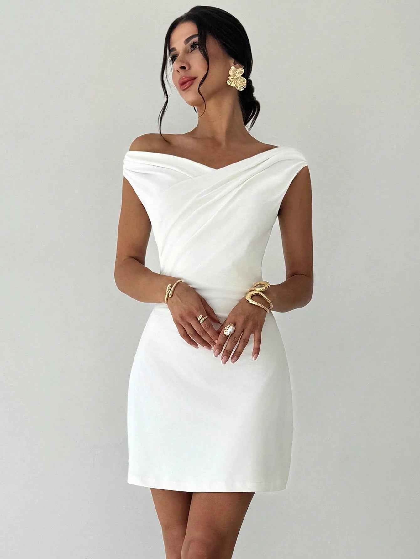 Irregular Collar Stitching Sleeveless Double Layer Slim Dress