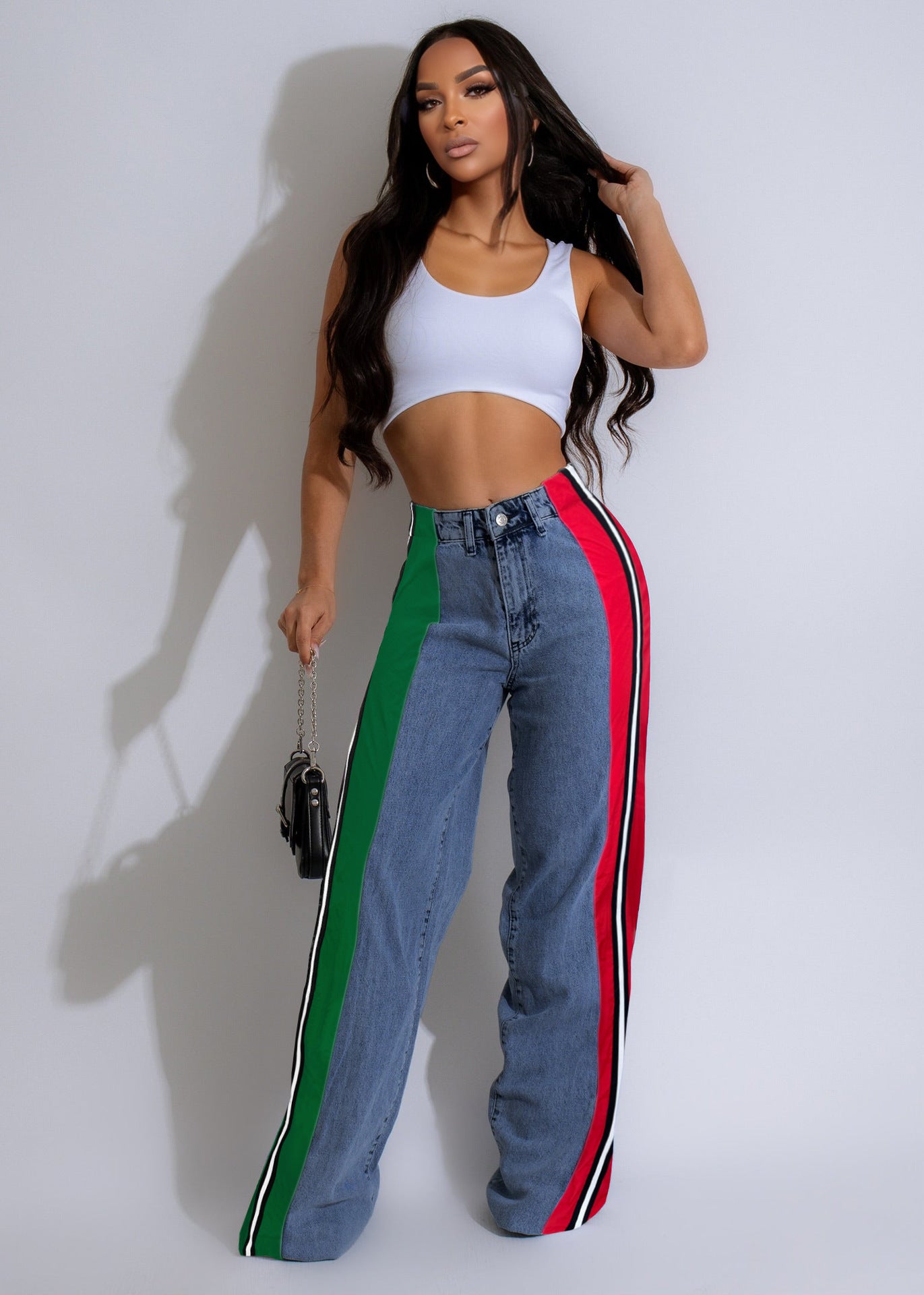 Blue Denim Green Red