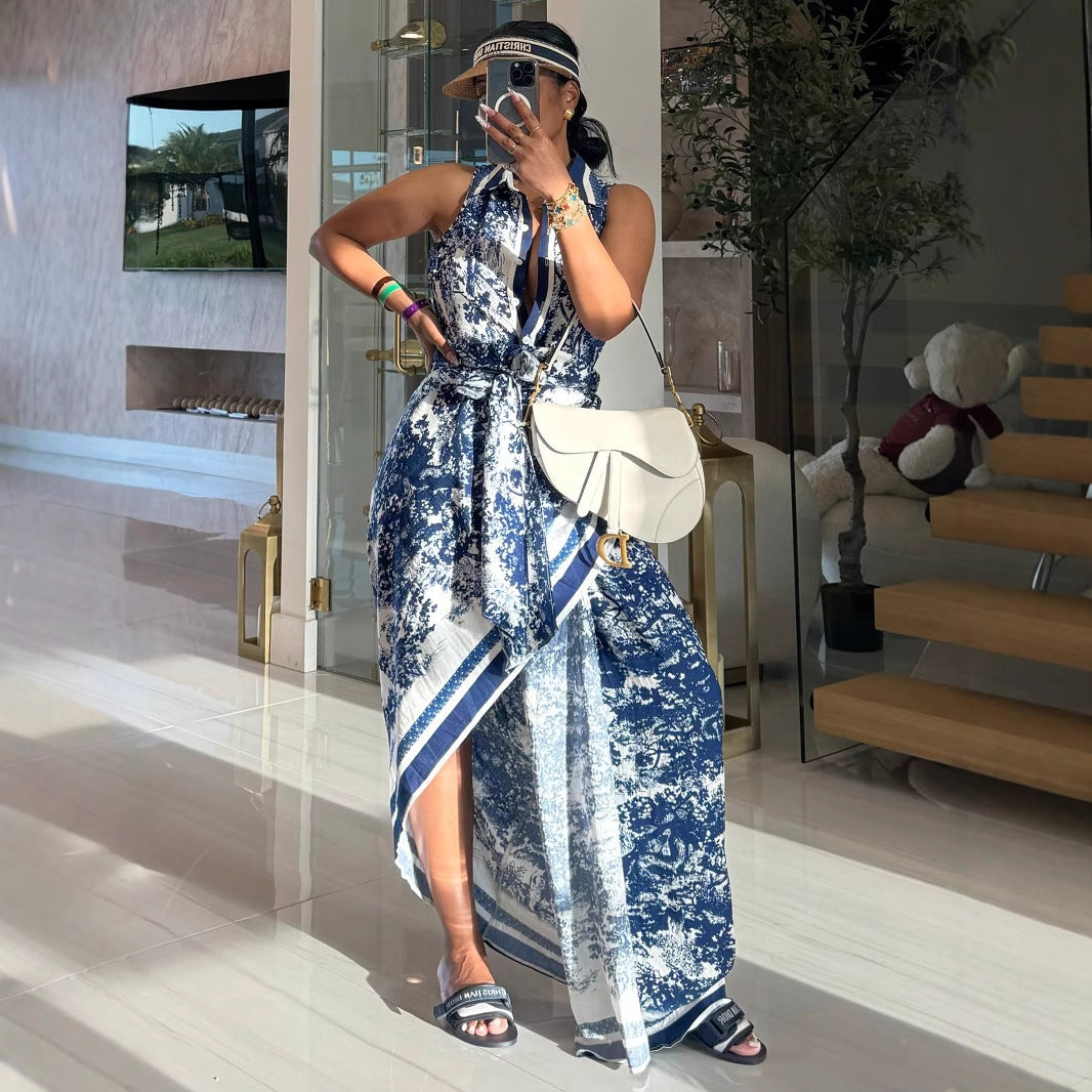 High Split Elegant Bohemian Dress Containing Belt