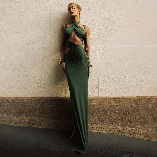 Sexy Hollow Out Cutout out Solid Color Slim Fit Sheath Fishtail Dress