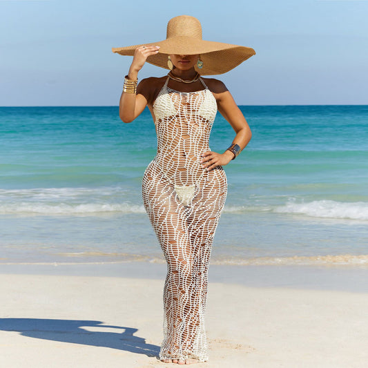 Thong Hollow Out Cutout out Nude Back Halter Three Piece Beach