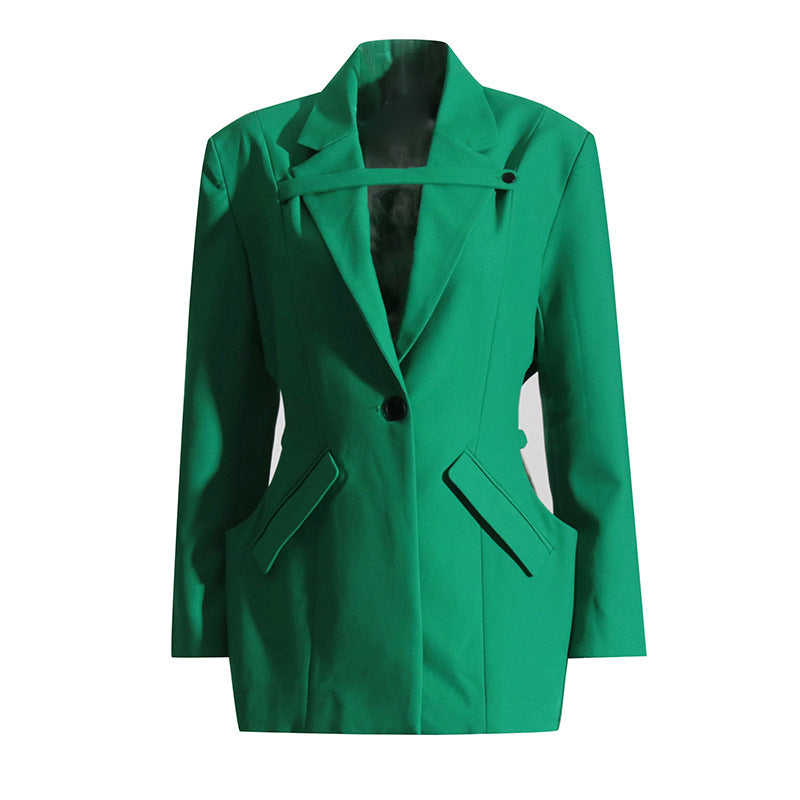 Niche Waist Hollow Out Cutout Elegant Small Blazer