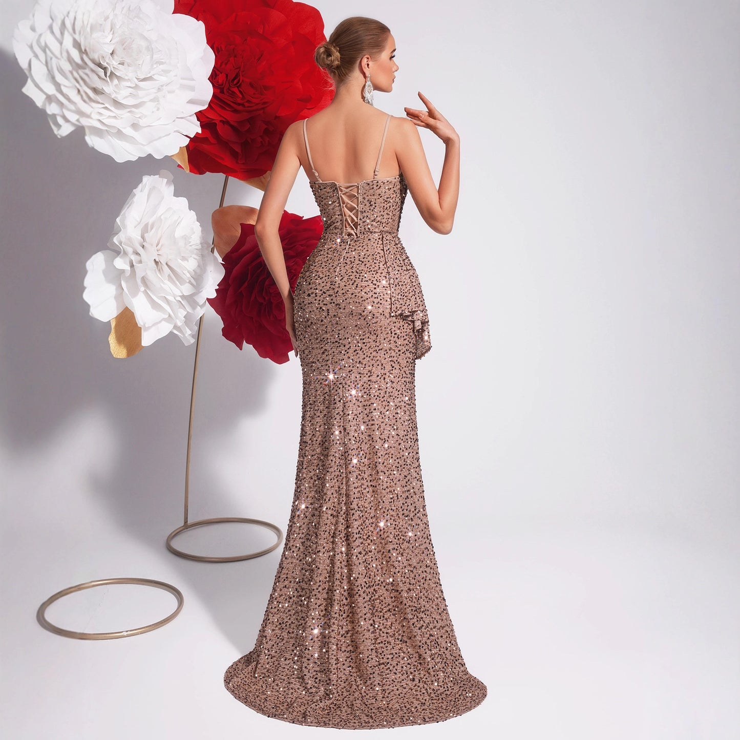 Slim Fit Slit Host Annual Party Party Light Fishtail Dress