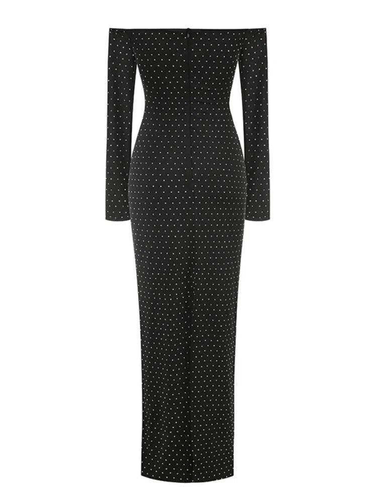 Off The Shoulder Cutout Split Bodycon Dress - REBECATHELABEL