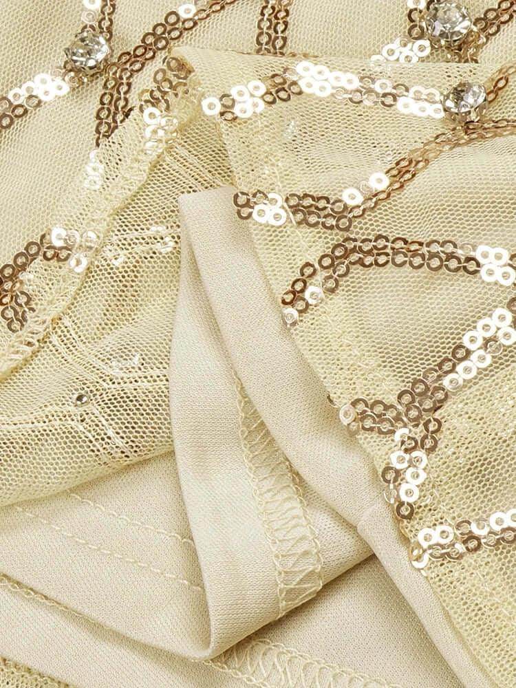 Off The Shoulders Sequins Maxi Dress - REBECATHELABEL