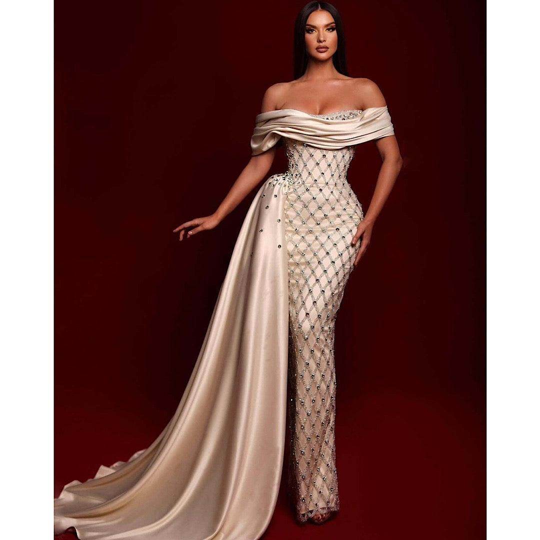 Off The Shoulders Sequins Maxi Dress - REBECATHELABEL