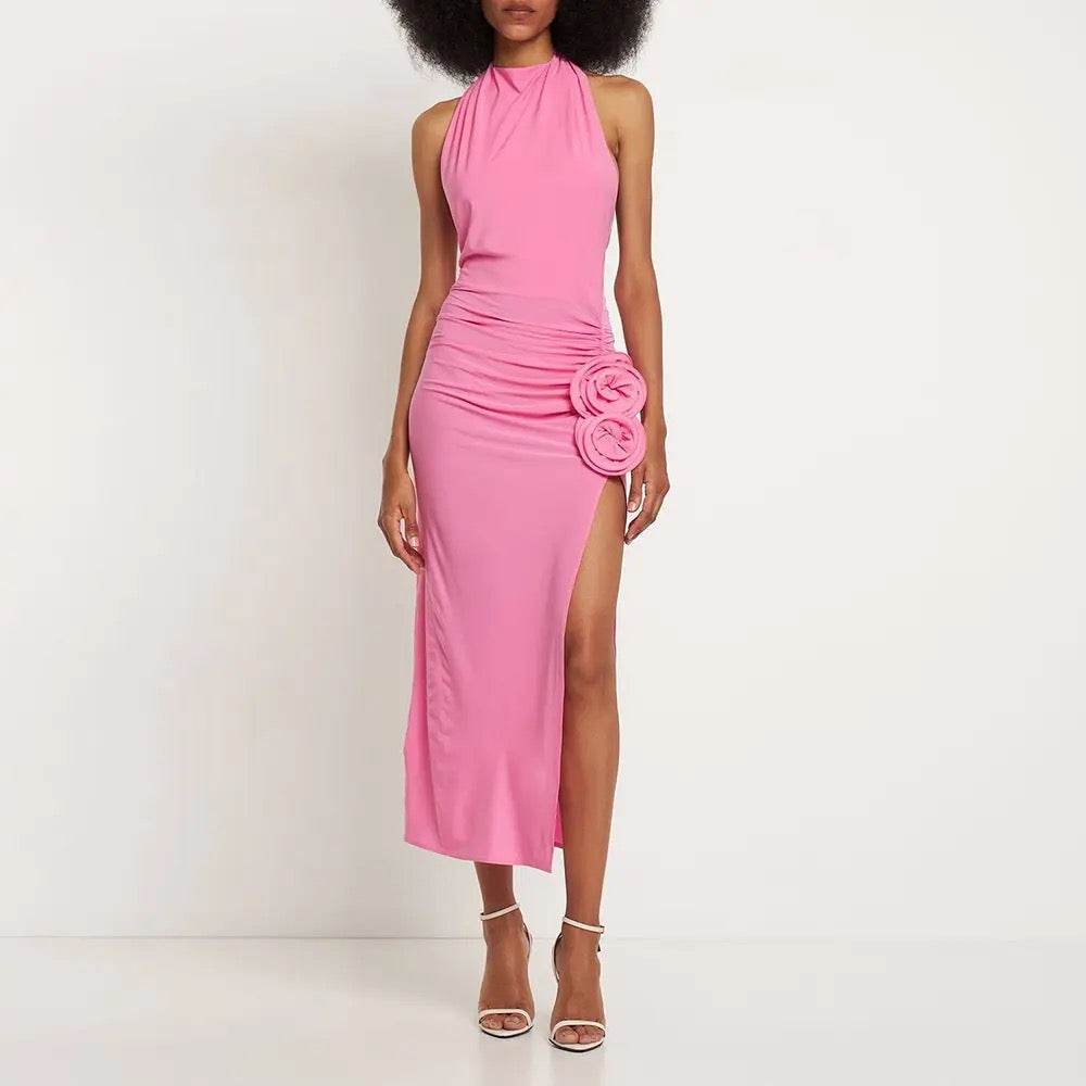 Open Back High Split Midi Dress - REBECATHELABEL