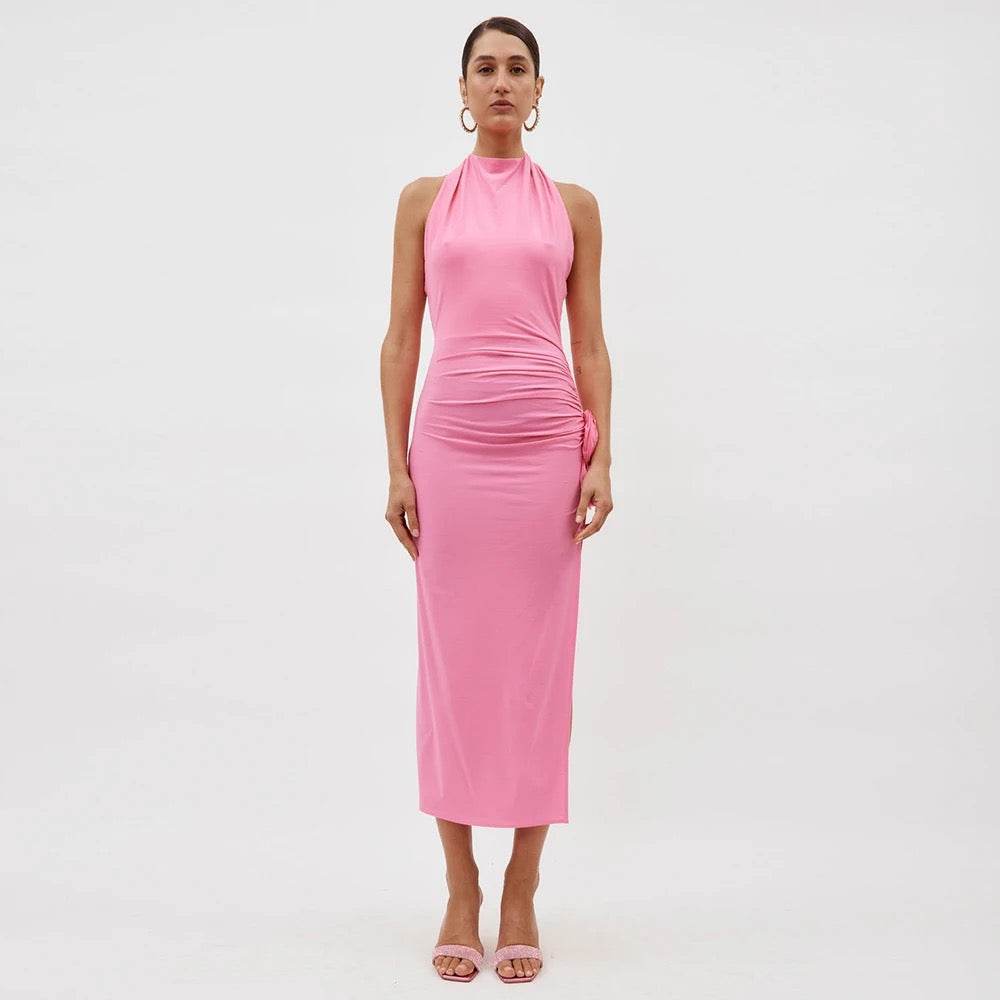 Open Back High Split Midi Dress - REBECATHELABEL