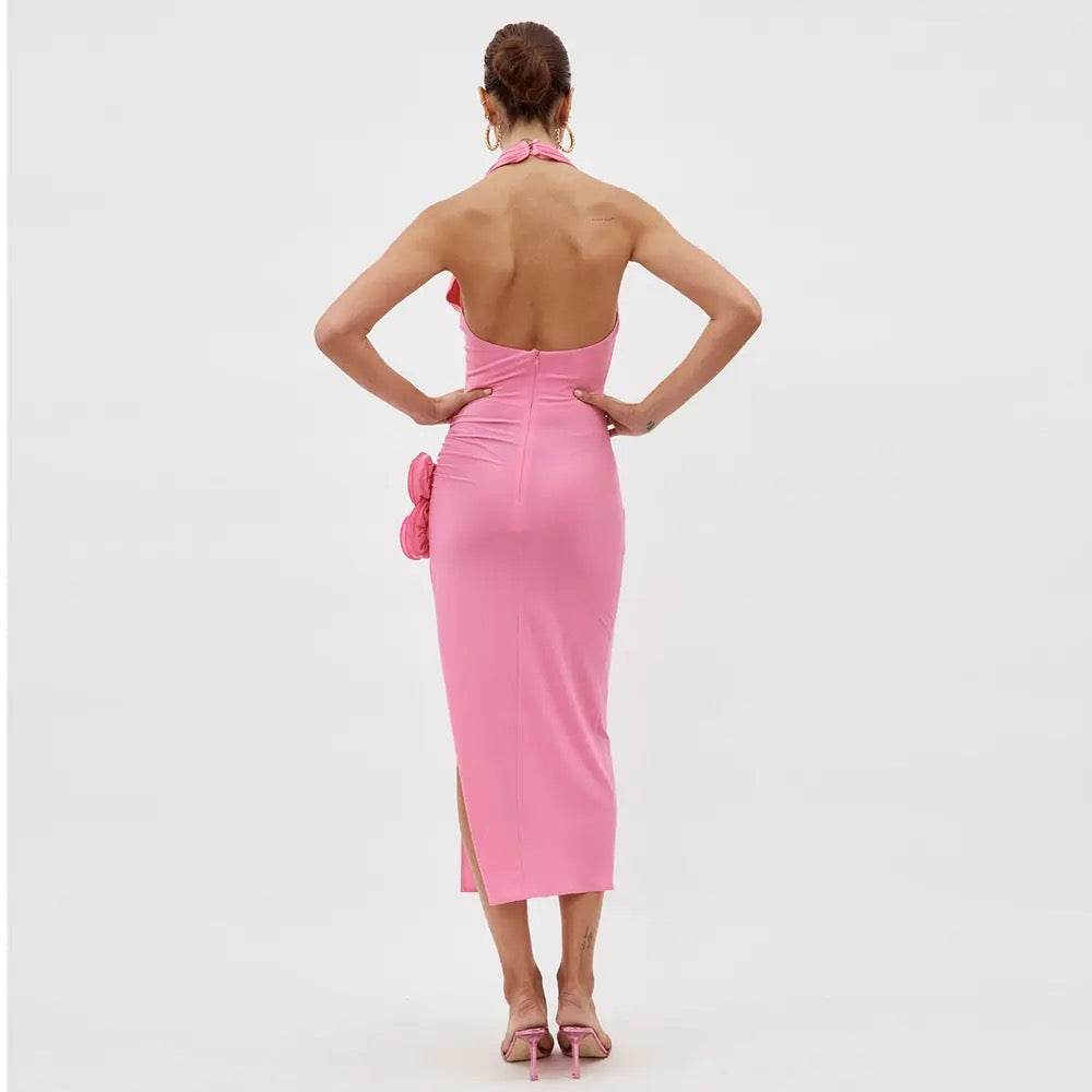 Open Back High Split Midi Dress - REBECATHELABEL