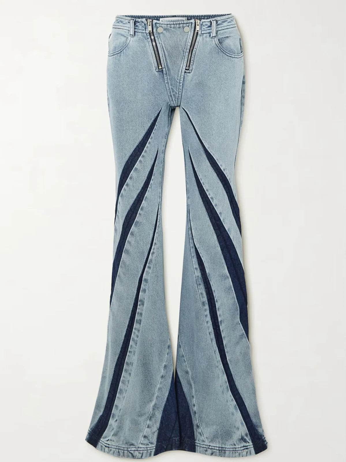 Patchwork Zip Denim Pants - REBECATHELABEL