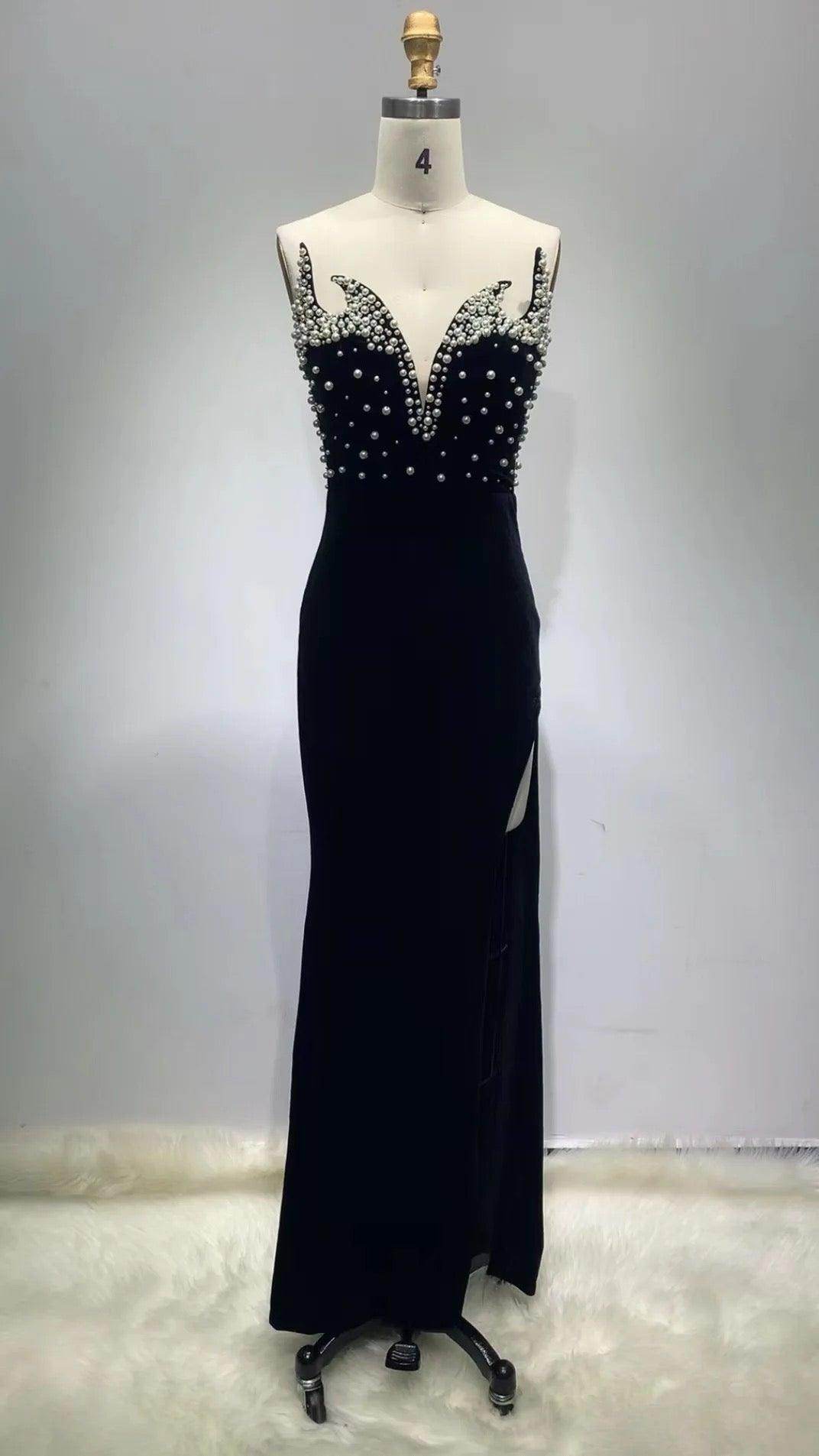 Pearl Strapless Mesh Midi Dress - REBECATHELABEL