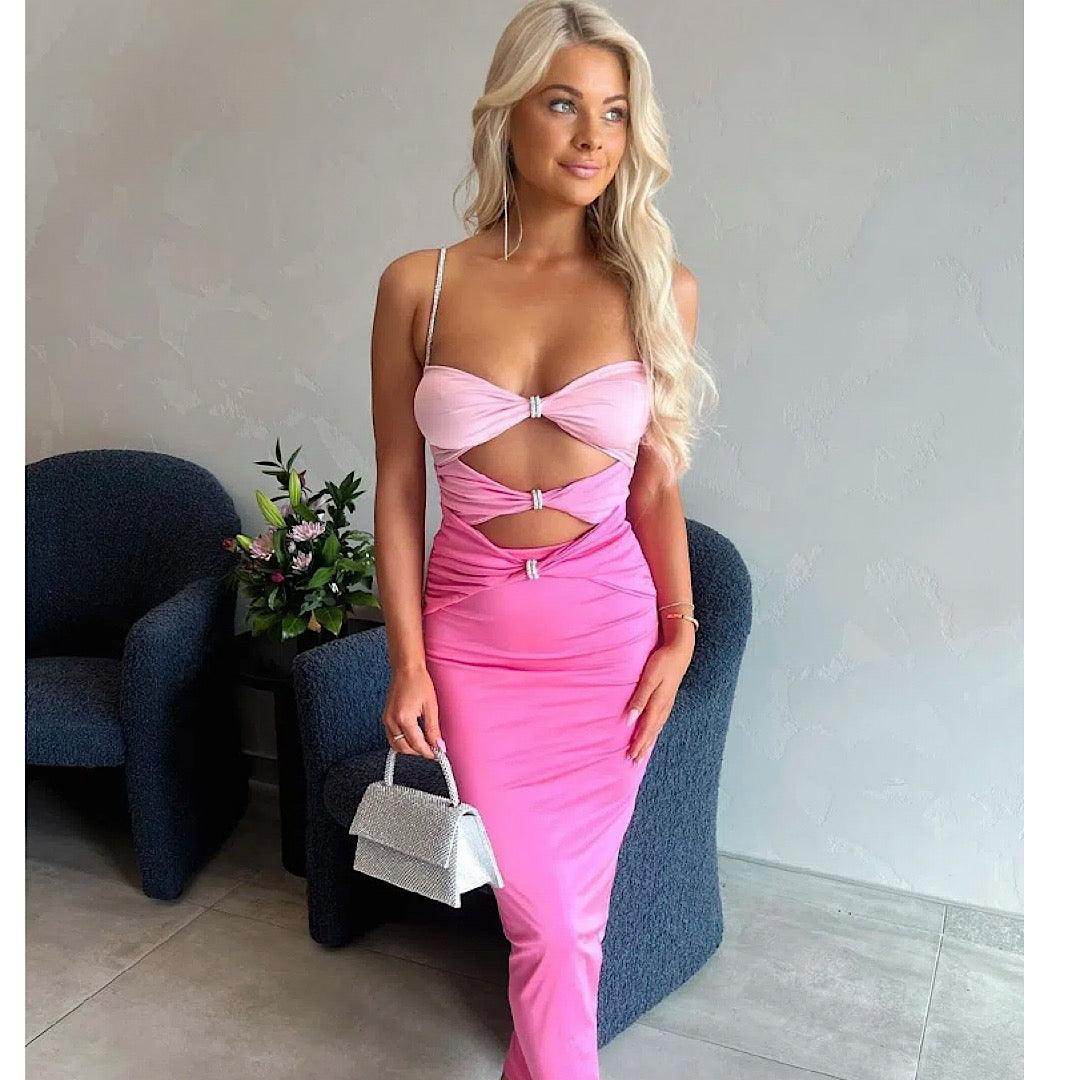 Piednoir Shinestones Straps Patchwork dress - REBECATHELABEL