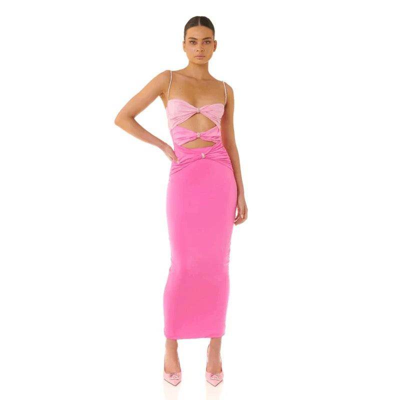 Piednoir Shinestones Straps Patchwork dress - REBECATHELABEL